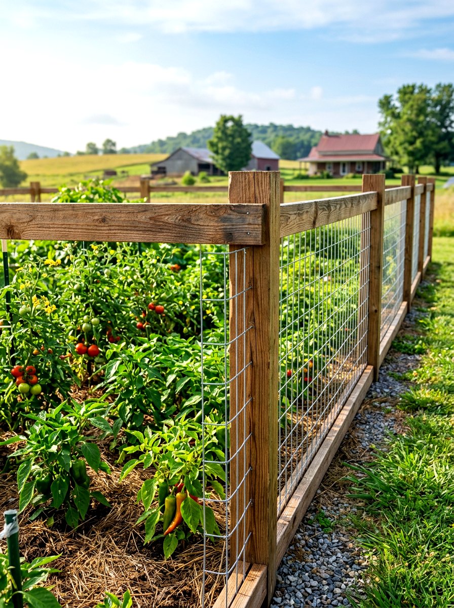 Wood and wire garden fence - 30 vegetable garden fence ideas