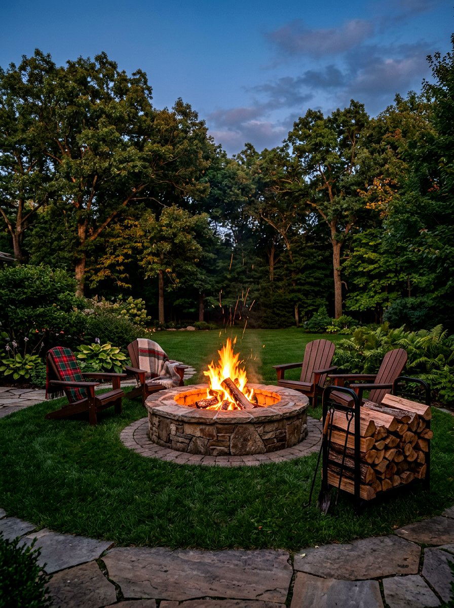 Wood burning fire pit - 30 fire pit lounge ideas