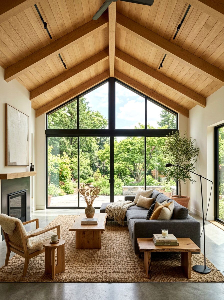 Wood ceiling living room - 30 organic modern living room ideas