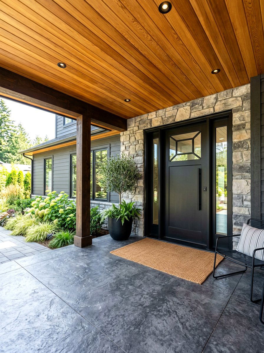 Wood ceiling porch - 30 modern front porch ideas