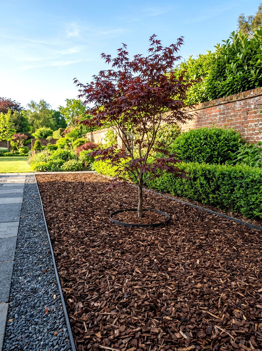 Wood chip mulch garden - 30 curb strip planting ideas