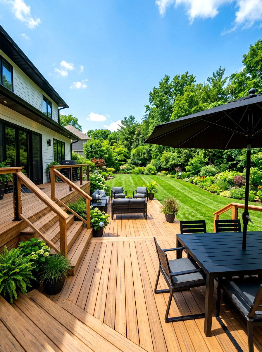 Wood deck level - 30 split level backyard ideas