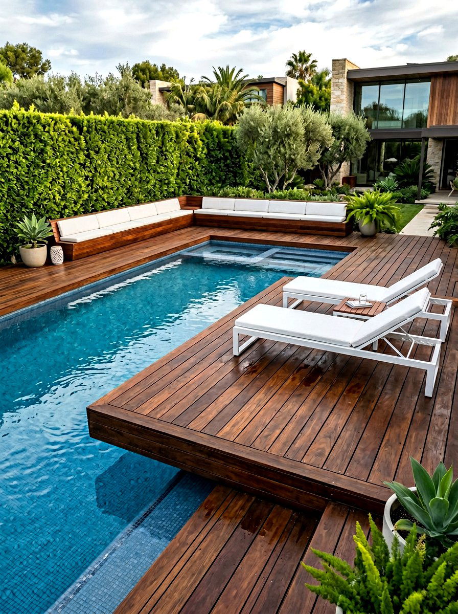 Wood deck wrap pool - 30 modern pool ideas