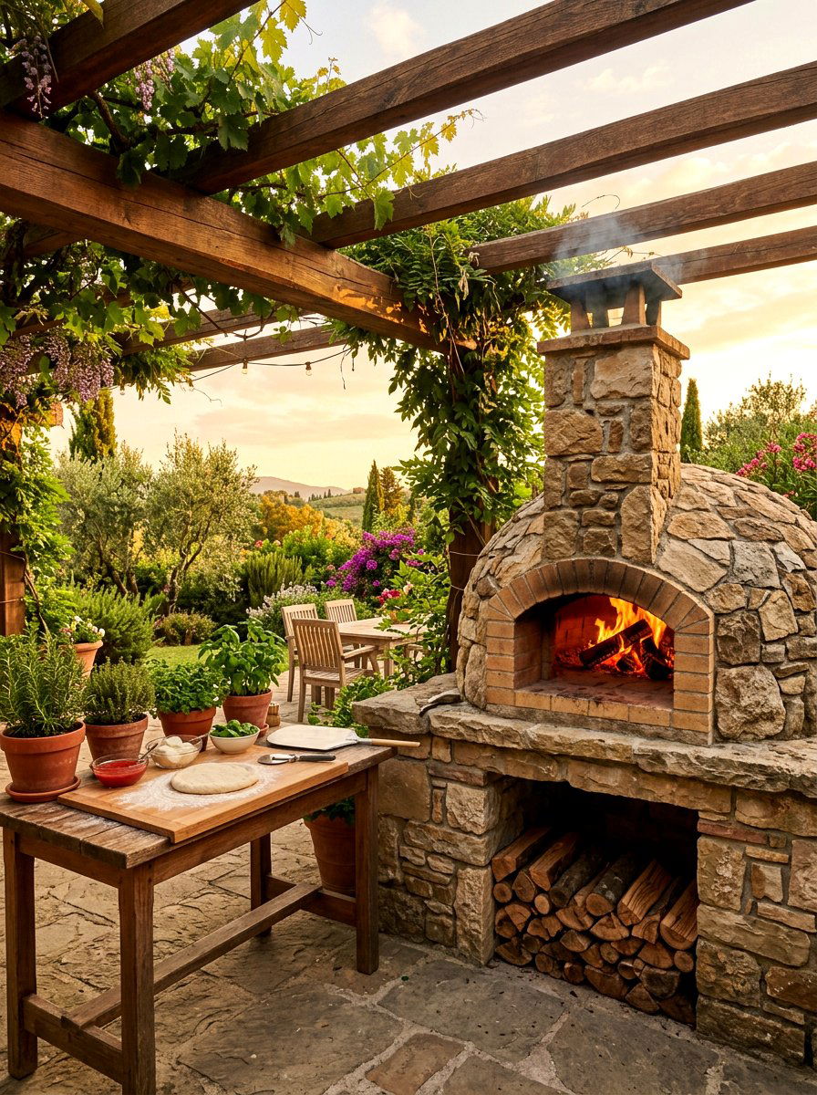 Wood fired pizza oven patio - 30 alfresco kitchen ideas