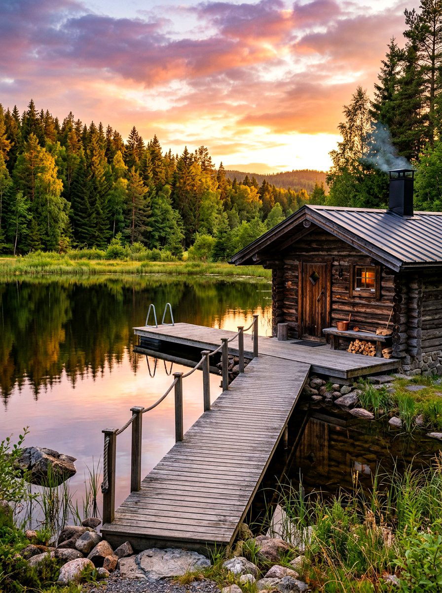 Wood fired sauna and pond - 30 contrast therapy room ideas