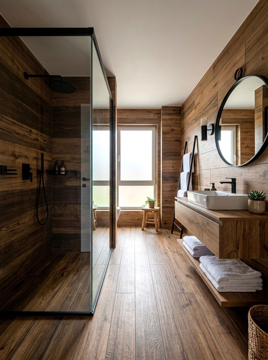 Wood grain brown bathroom - 30 chocolate brown bathroom ideas