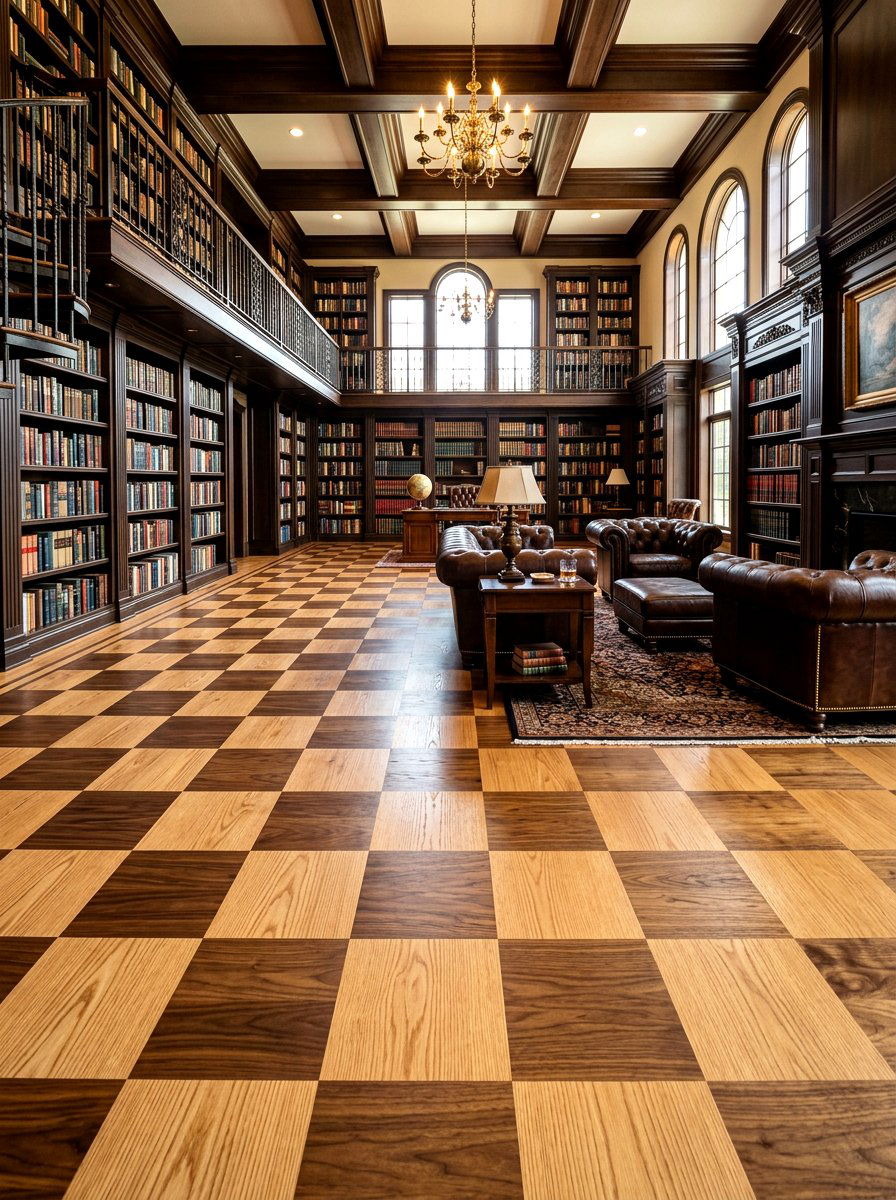 Wood grain checkerboard floor - 30 checkerboard decor ideas