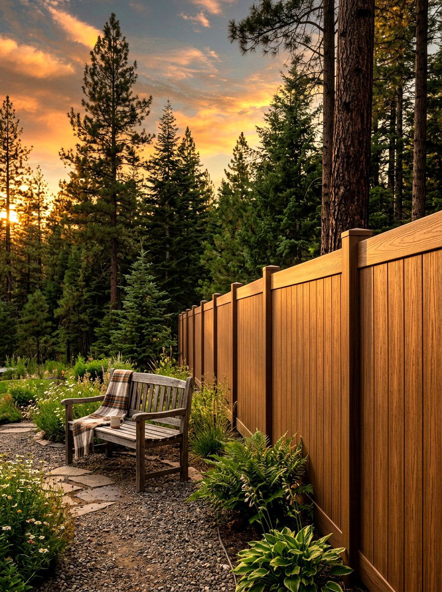Wood grain vinyl fence - 30 vinyl fence ideas