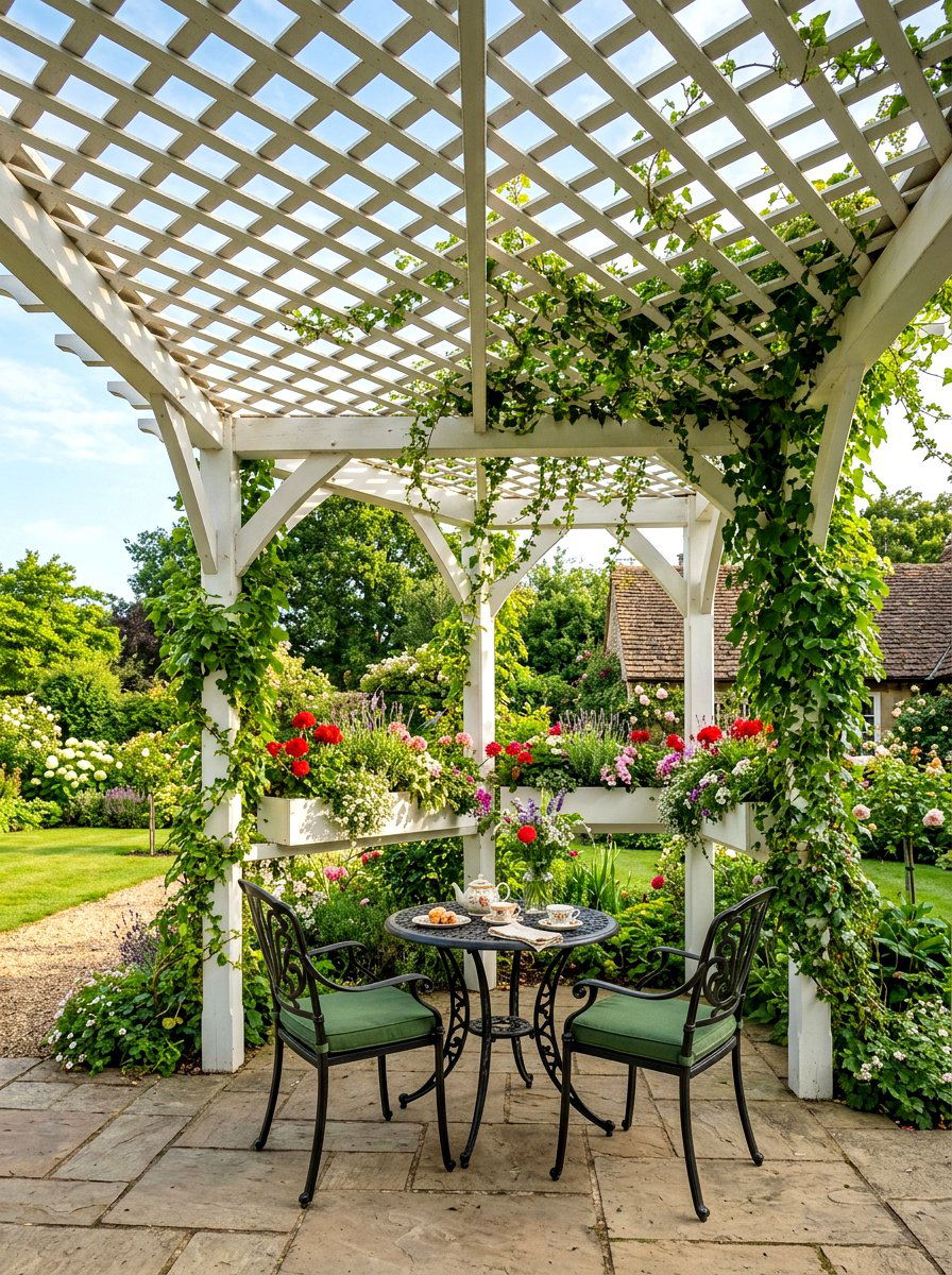 Wood lattice panel - 30 pergola roof ideas