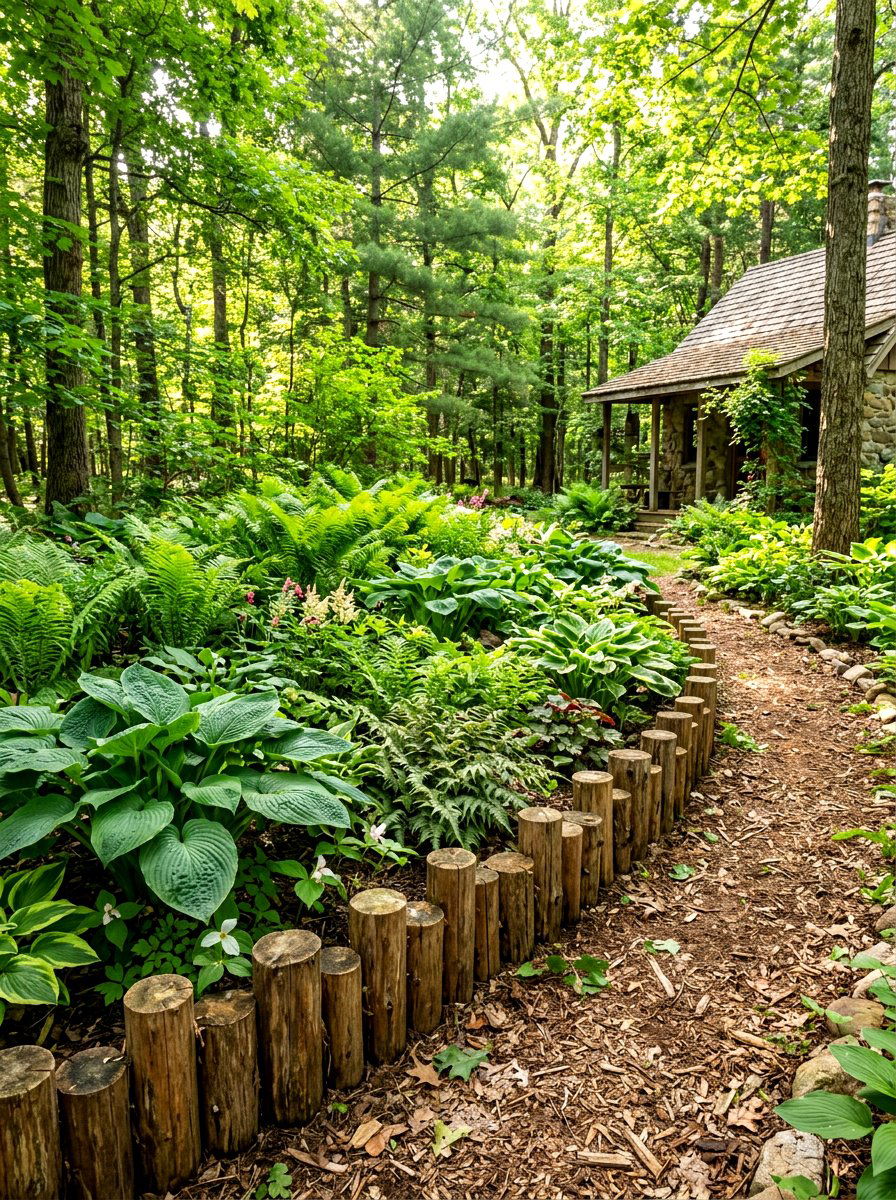 Wood log border - 30 garden edging ideas