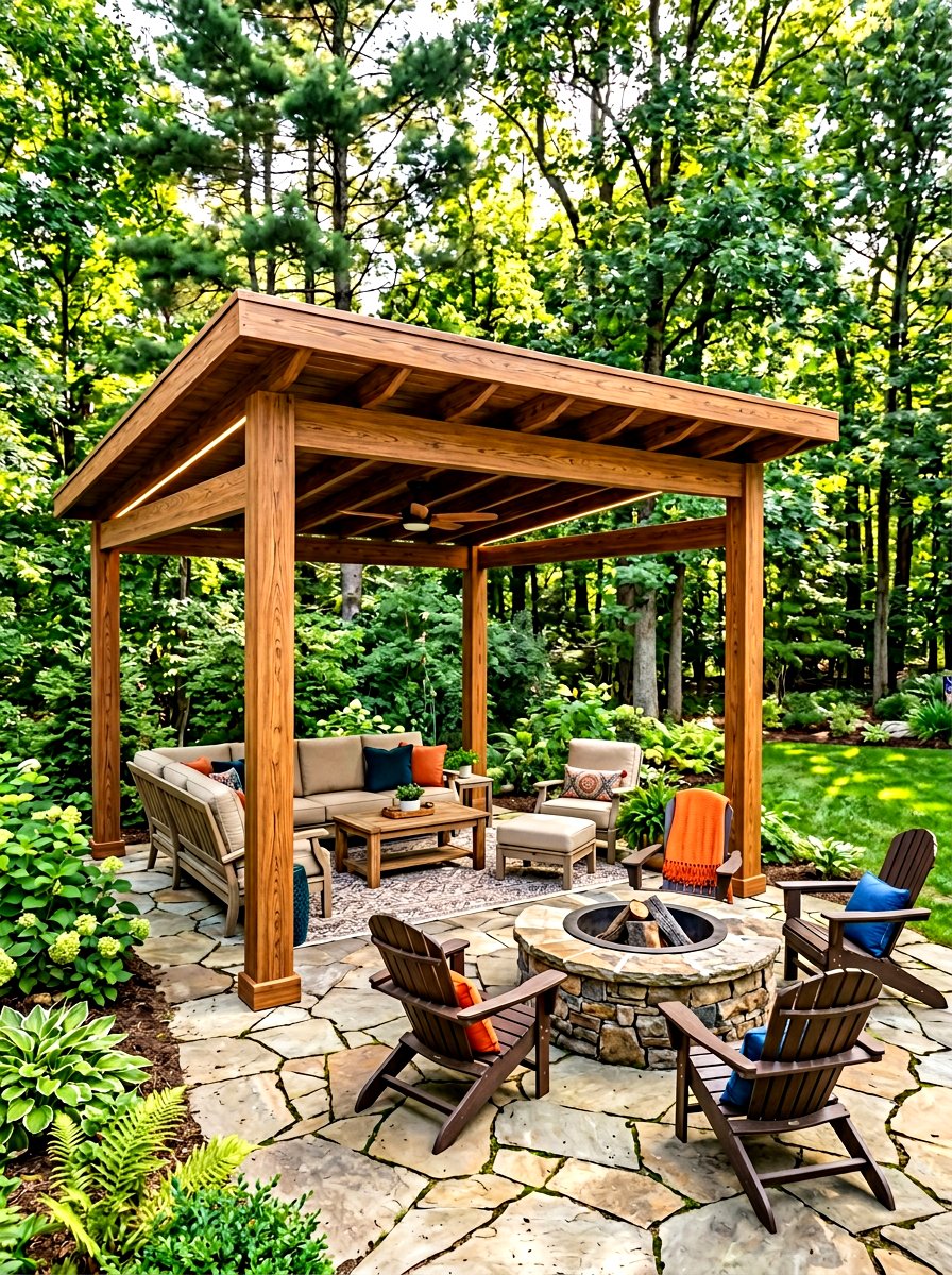 Wood look metal patio cover - 30 metal patio cover ideas