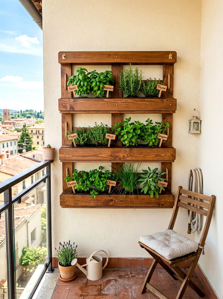 Wood pallet herb garden - 30 apartment herb garden ideas