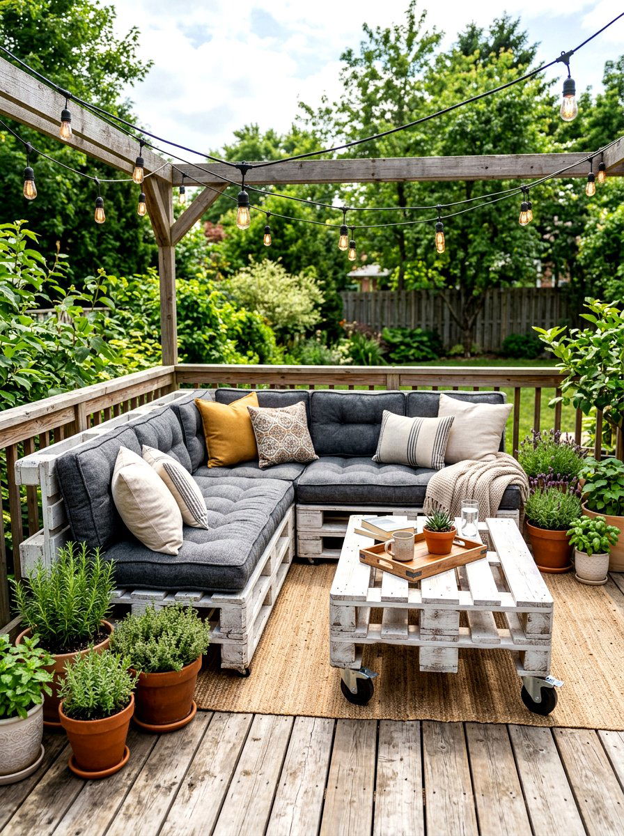 Wood pallet seating - 30 deck lounge furniture ideas
