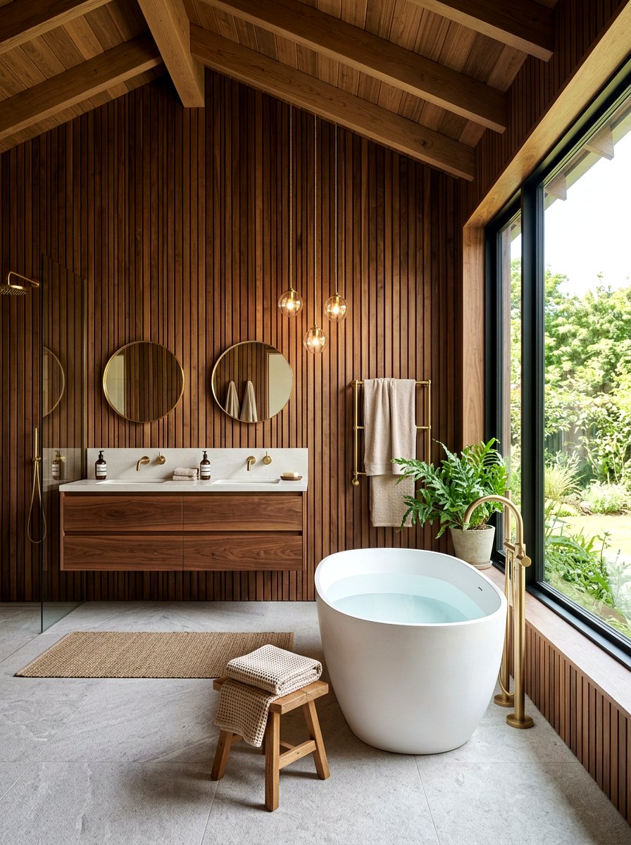 Wood paneled bathroom - 30 retro bathroom ideas