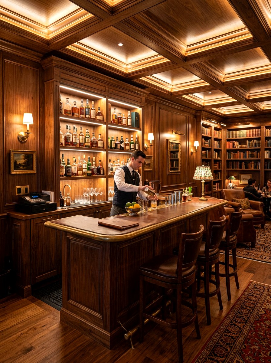Wood paneled drink bar - 30 beverage pantry ideas