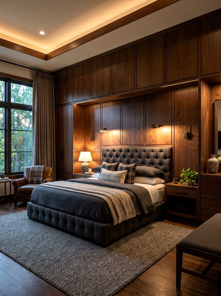 Wood paneling master bedroom - 30 luxury Pinterest bedroom ideas