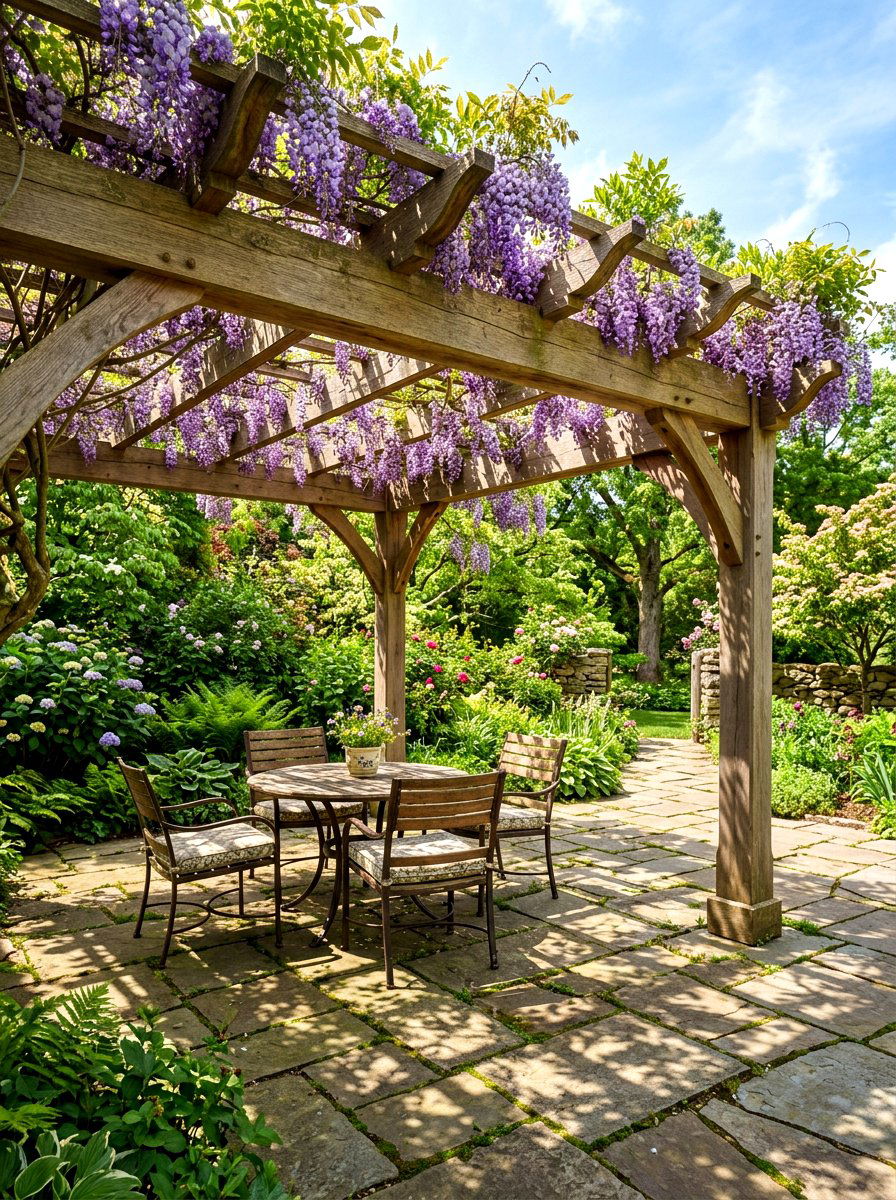 Wood pergola - 30 farmhouse backyard ideas