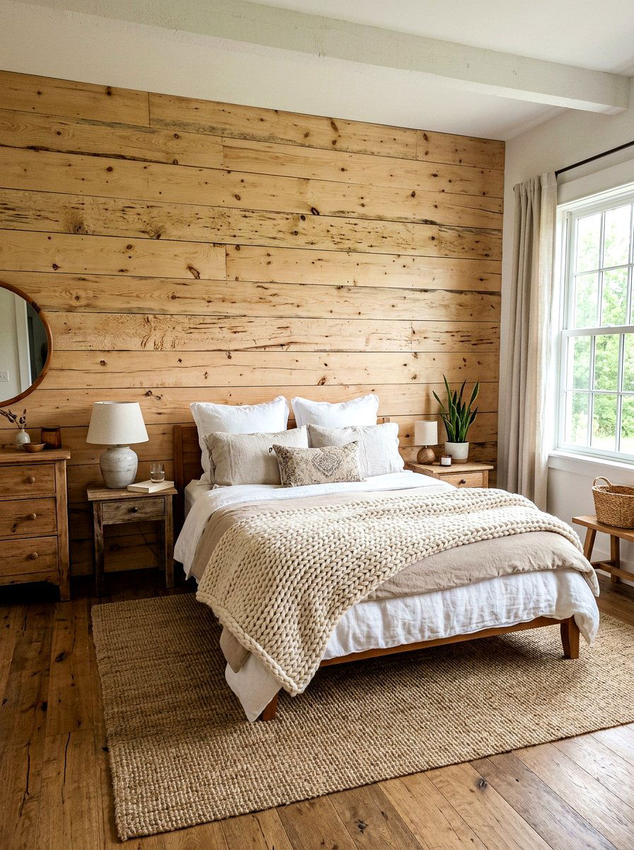 Wood plank wall - 30 wall to wall headboard ideas