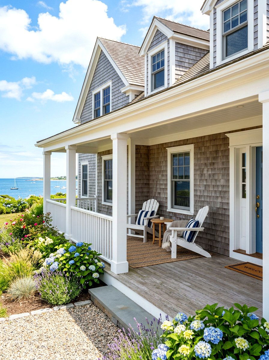 Wood shingle house siding - 30 Nancy Meyers front porch ideas