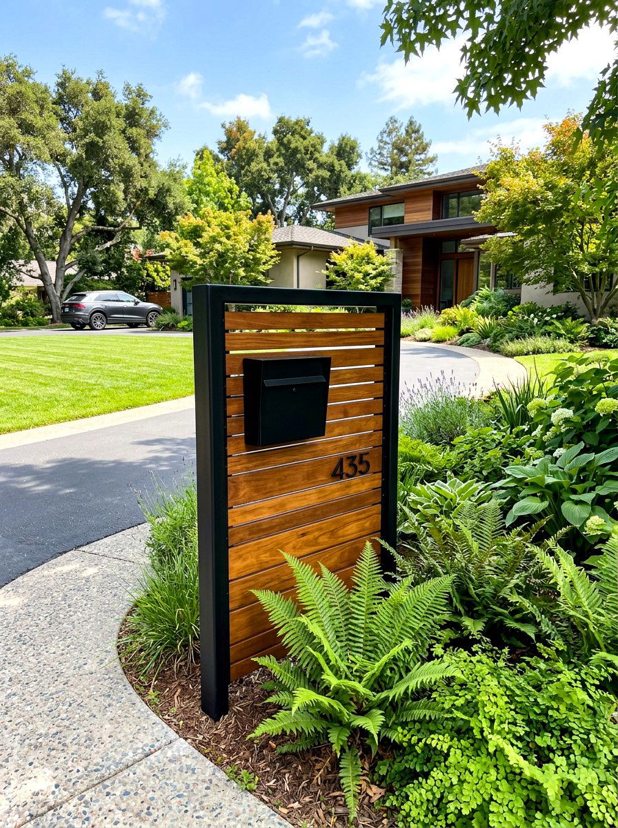 Wood slat mailbox - 30 modern mailbox ideas