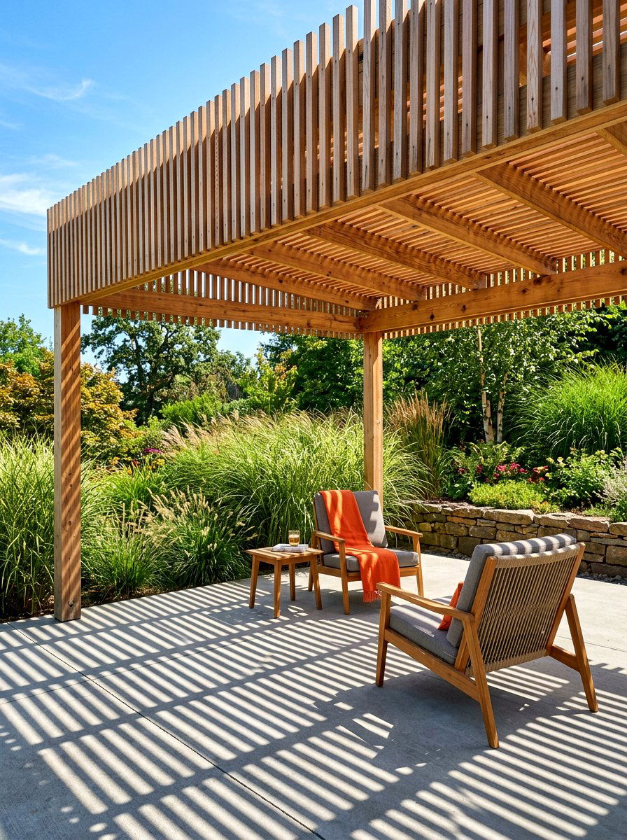 Wood slat pergola - 30 modern pergola ideas