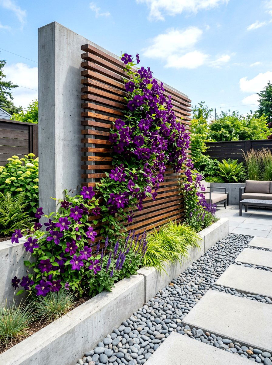 Wood slat trellis - 30 clematis trellis ideas