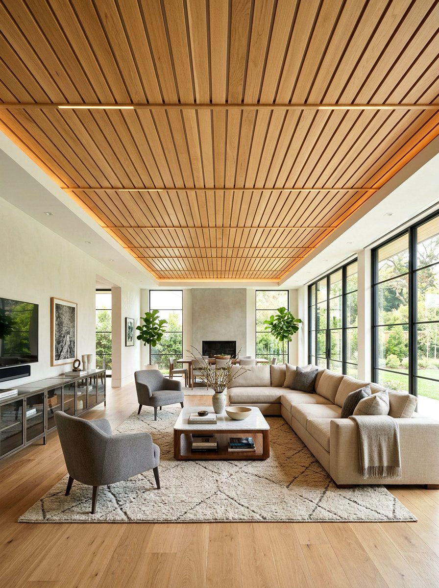 Wood slat wall ceiling panel - 30 wood slat wall ideas