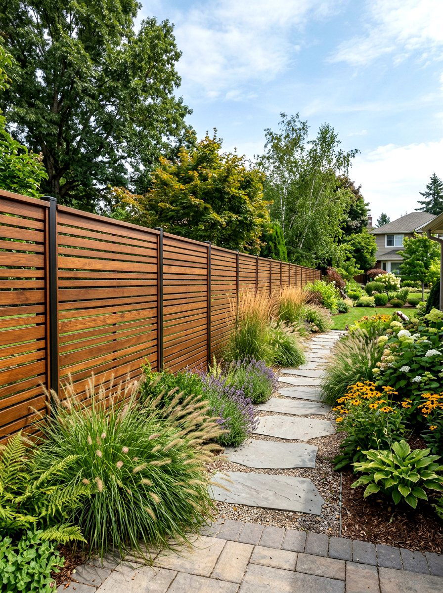 Wood slat wall garden fence - 30 wood slat wall ideas