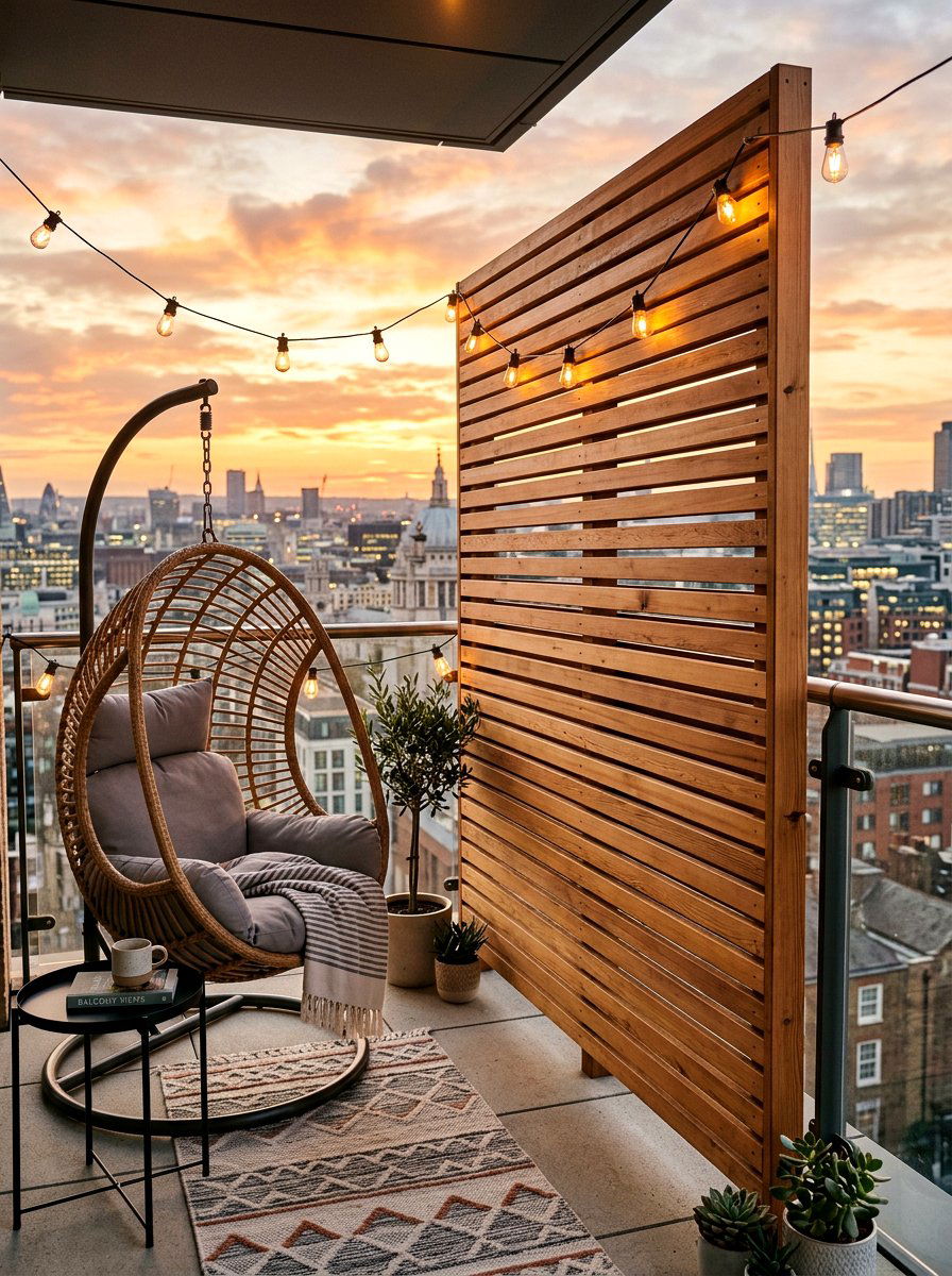 Wood slat wall - 30 apartment patio privacy ideas