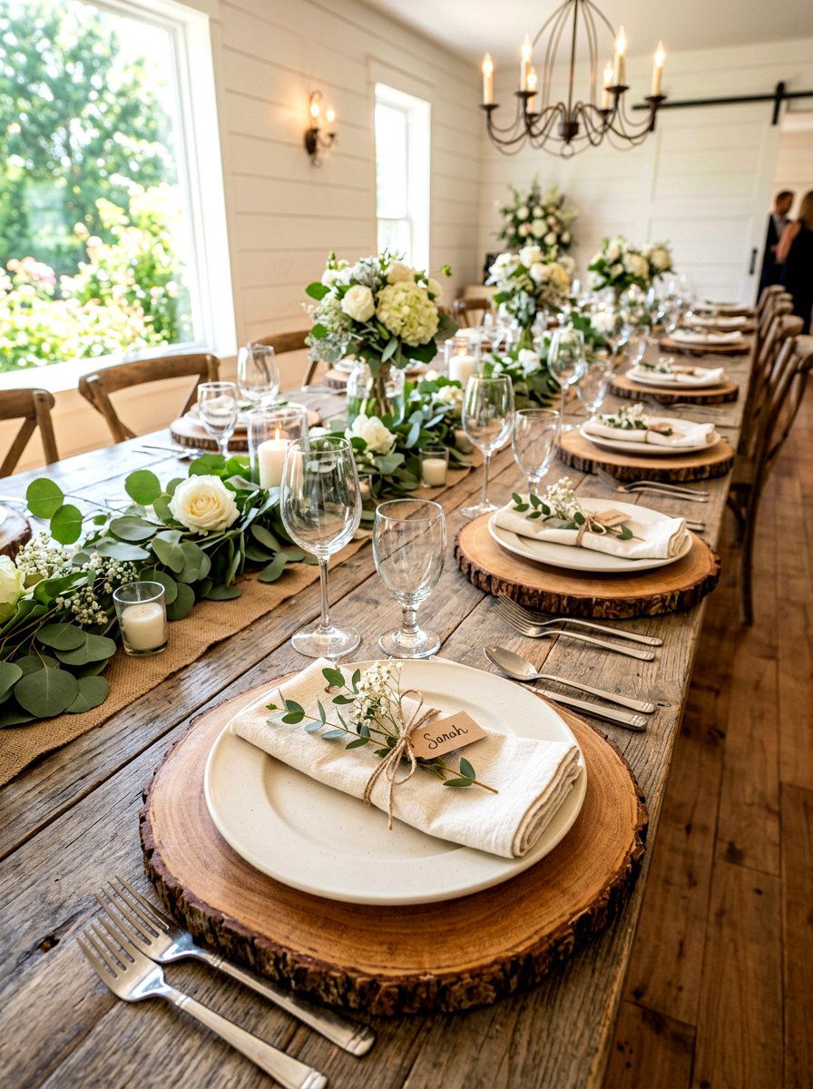 Wood slice charger - 30 neutral tablescape ideas