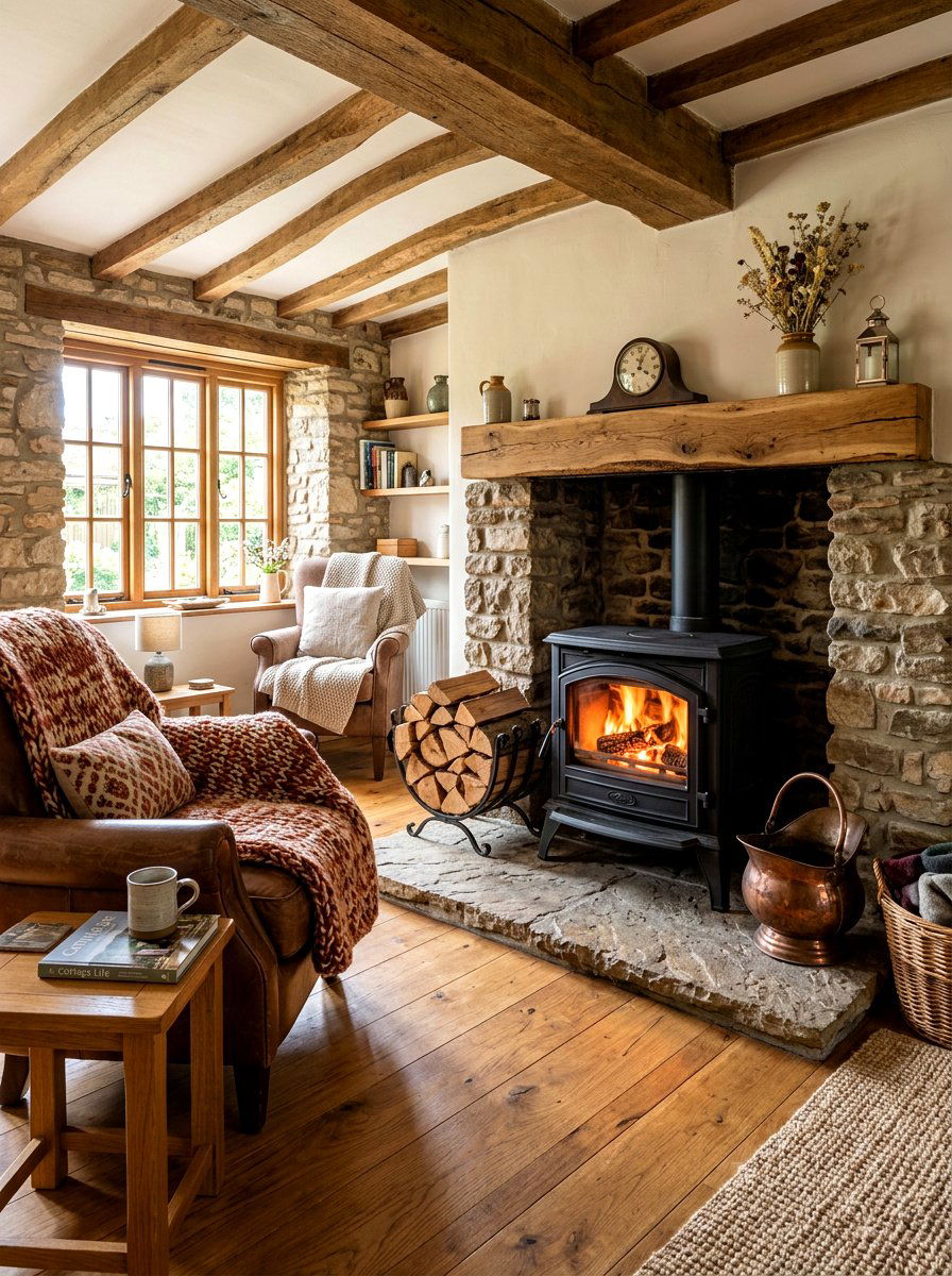 Wood stove fireplace - 30 living room fireplace ideas
