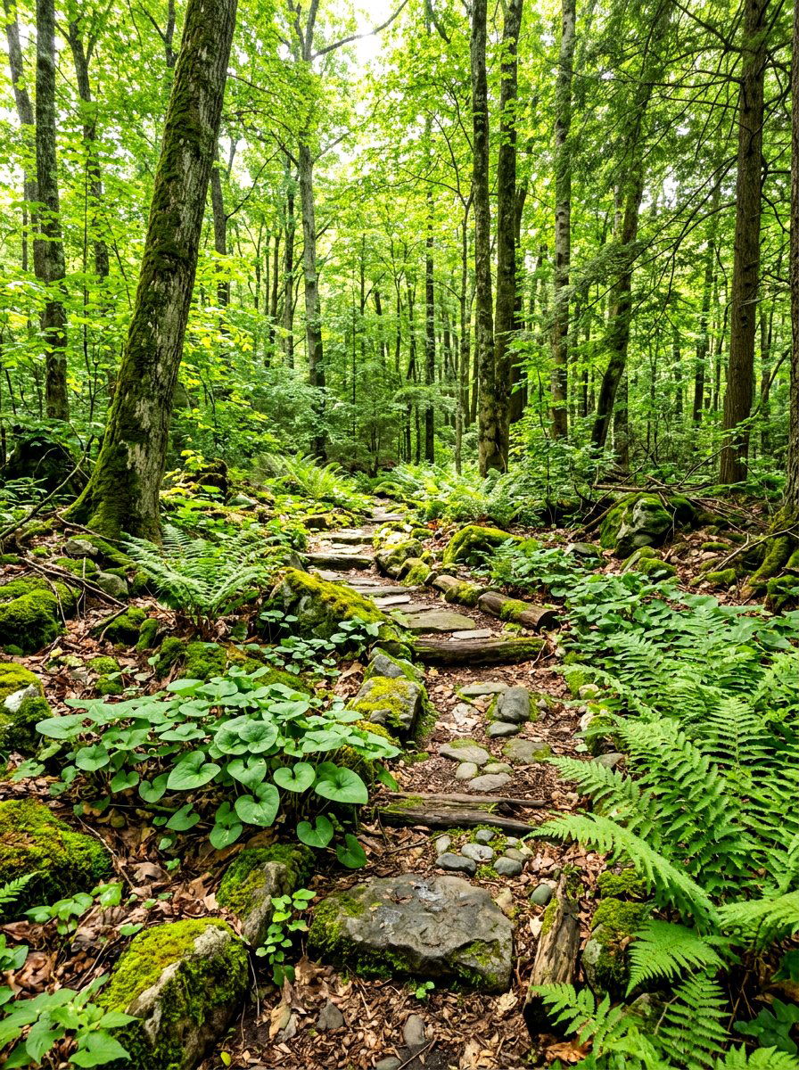 Wooded Forest Floor Naturalistic Foundations - 30 foundation flower bed ideas