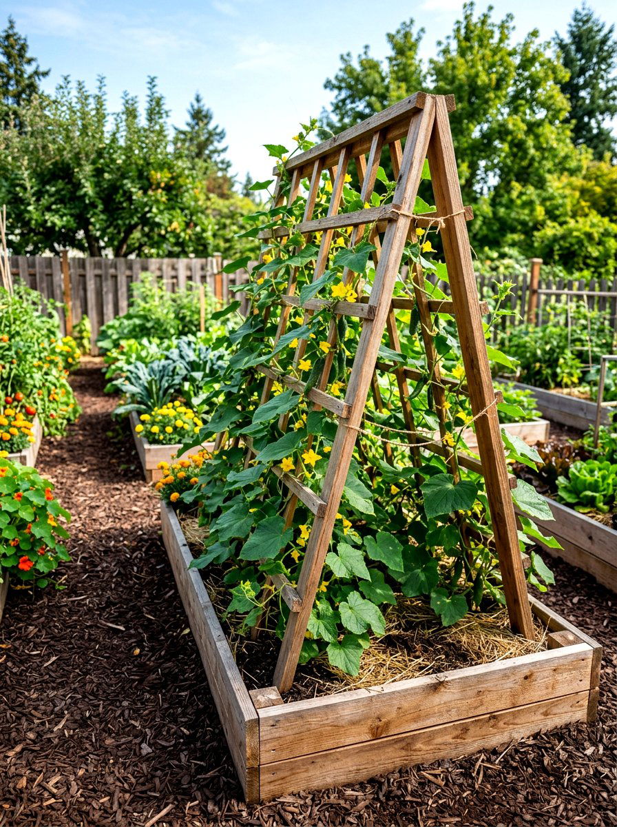 Wooden A Frame Trellis - 30 raised bed trellis ideas