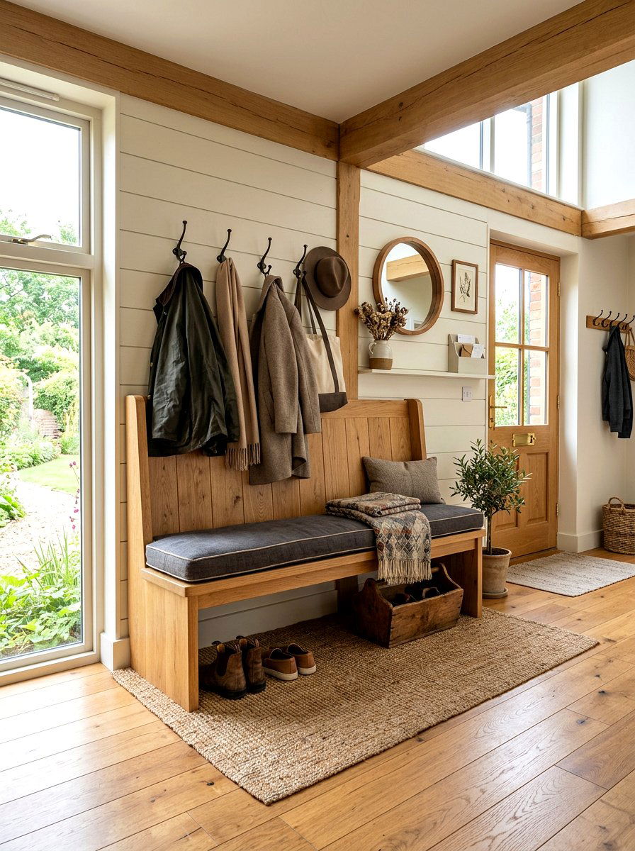 Wooden Bench Entryway Nook - 30 quiet corner decor ideas