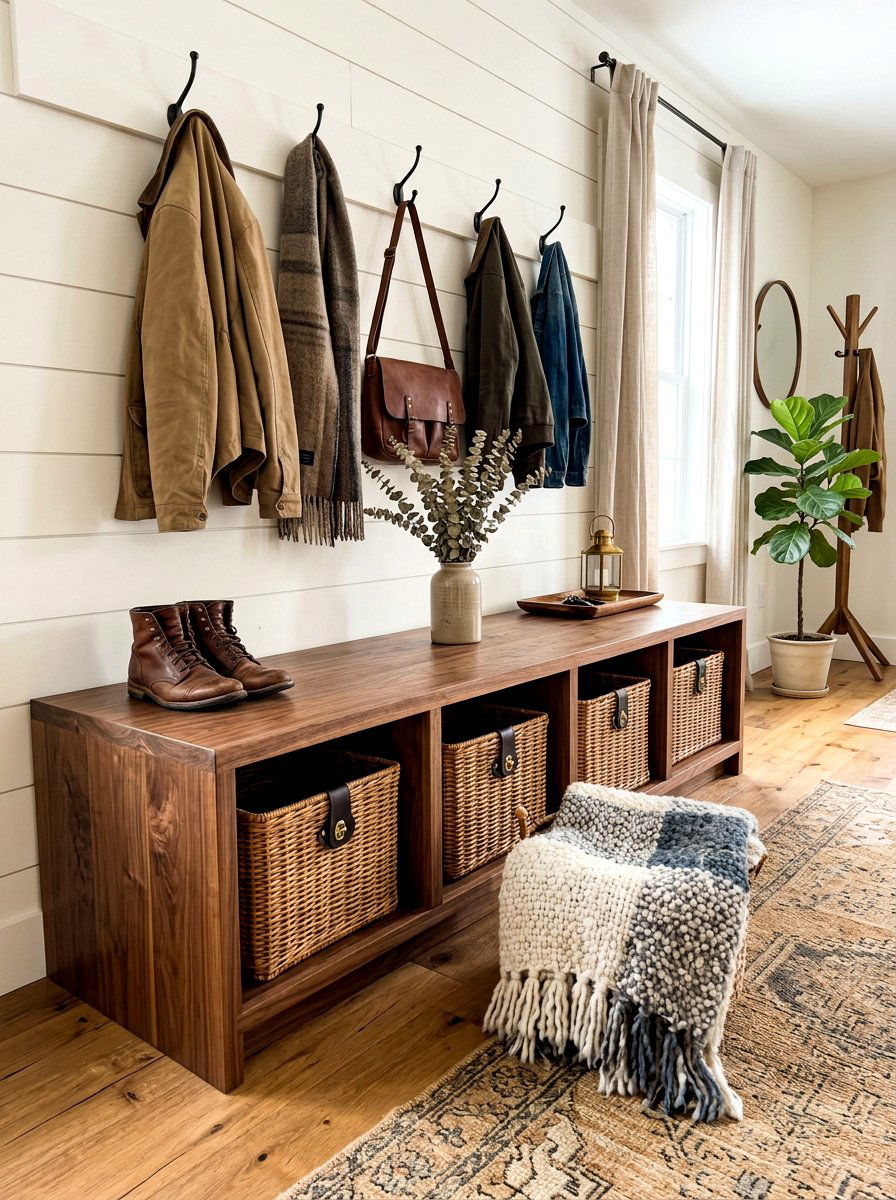 Wooden Bench With Cubbies - 30 entry cubby ideas