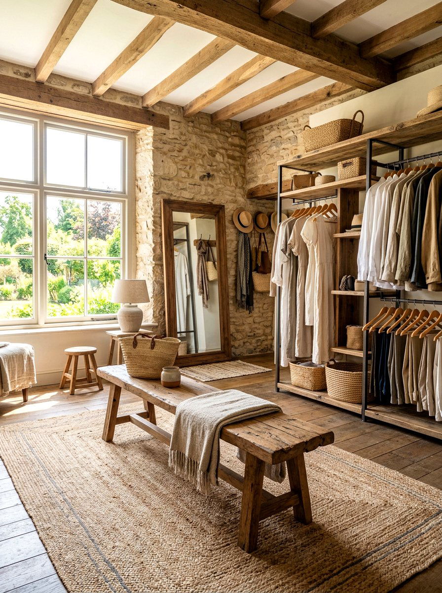 Wooden Bench - 30 dressing room seating ideas