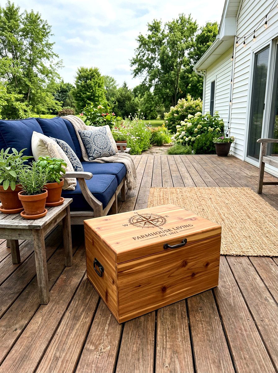 Wooden Box Cover - 30 patio umbrella base styling ideas