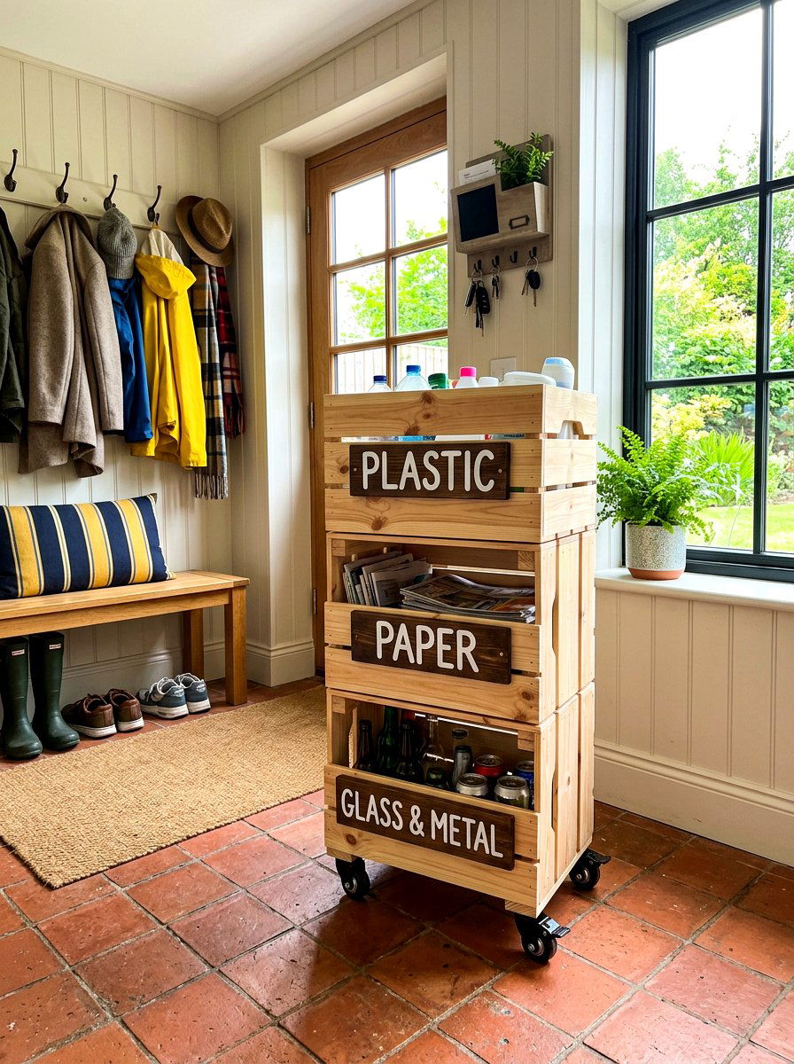 Wooden Crate Recycling Center - 30 recycling station ideas