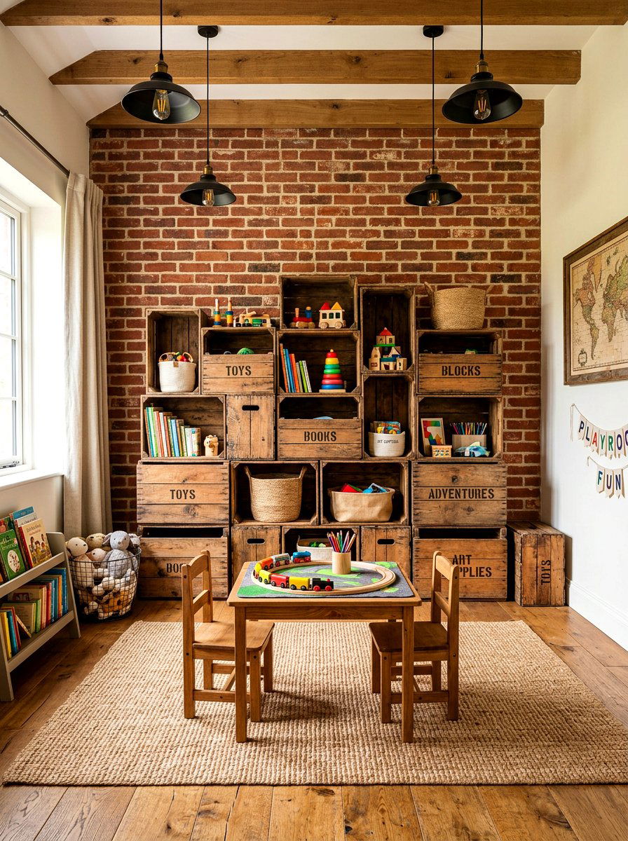 Wooden Crate Storage - 30 organizing kids toys ideas