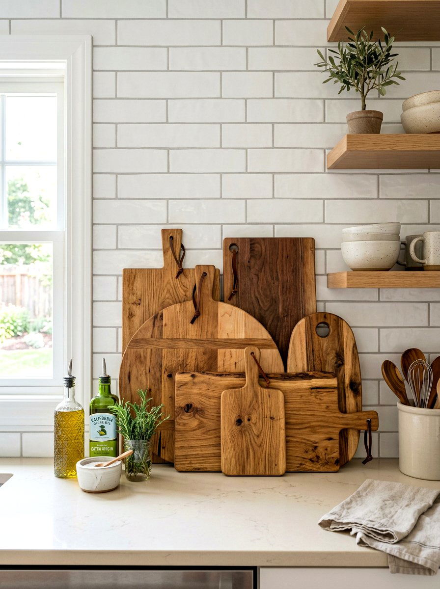 Wooden Cutting Boards - 30 kitchen counter decor ideas