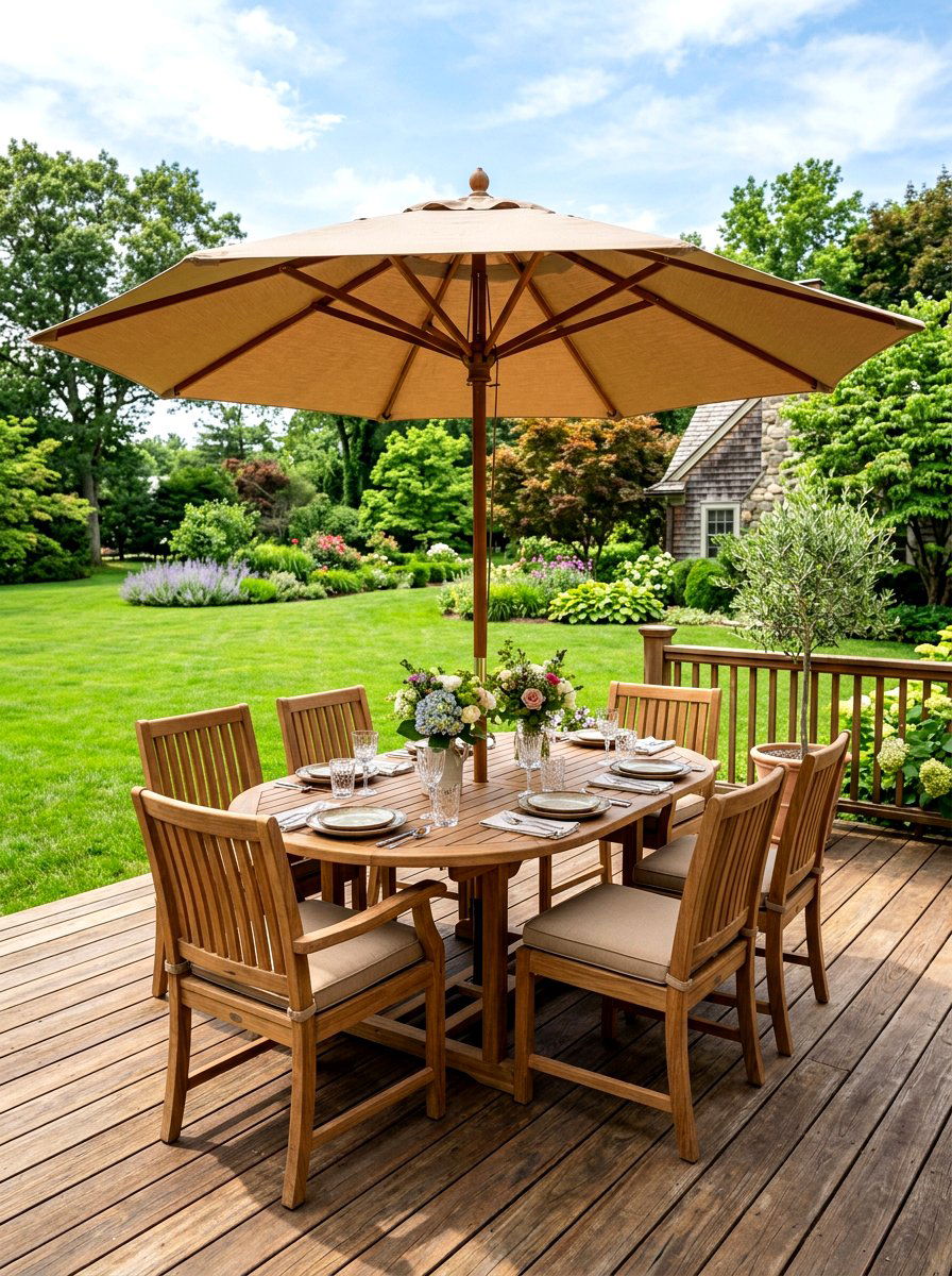 Wooden Deck Dining Set - 30 outdoor furniture arrangement ideas