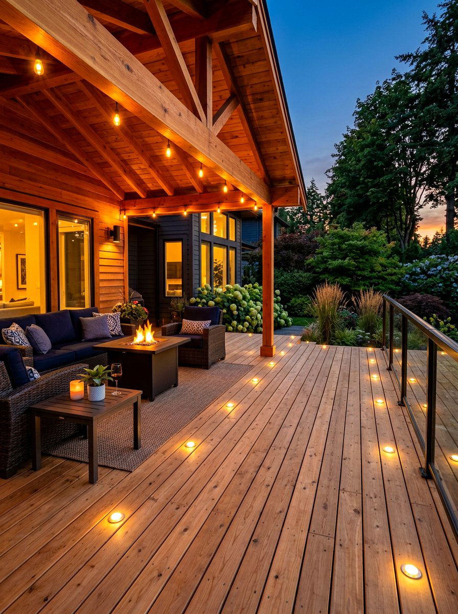 Wooden Deck Light - 30 outdoor entry lighting ideas