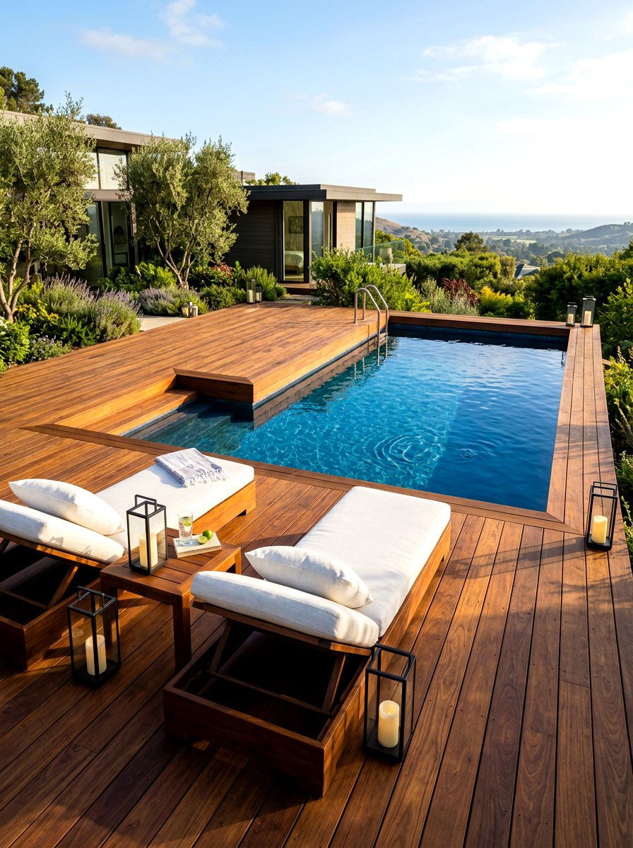 Wooden Deck Pool - 30 narrow pool ideas