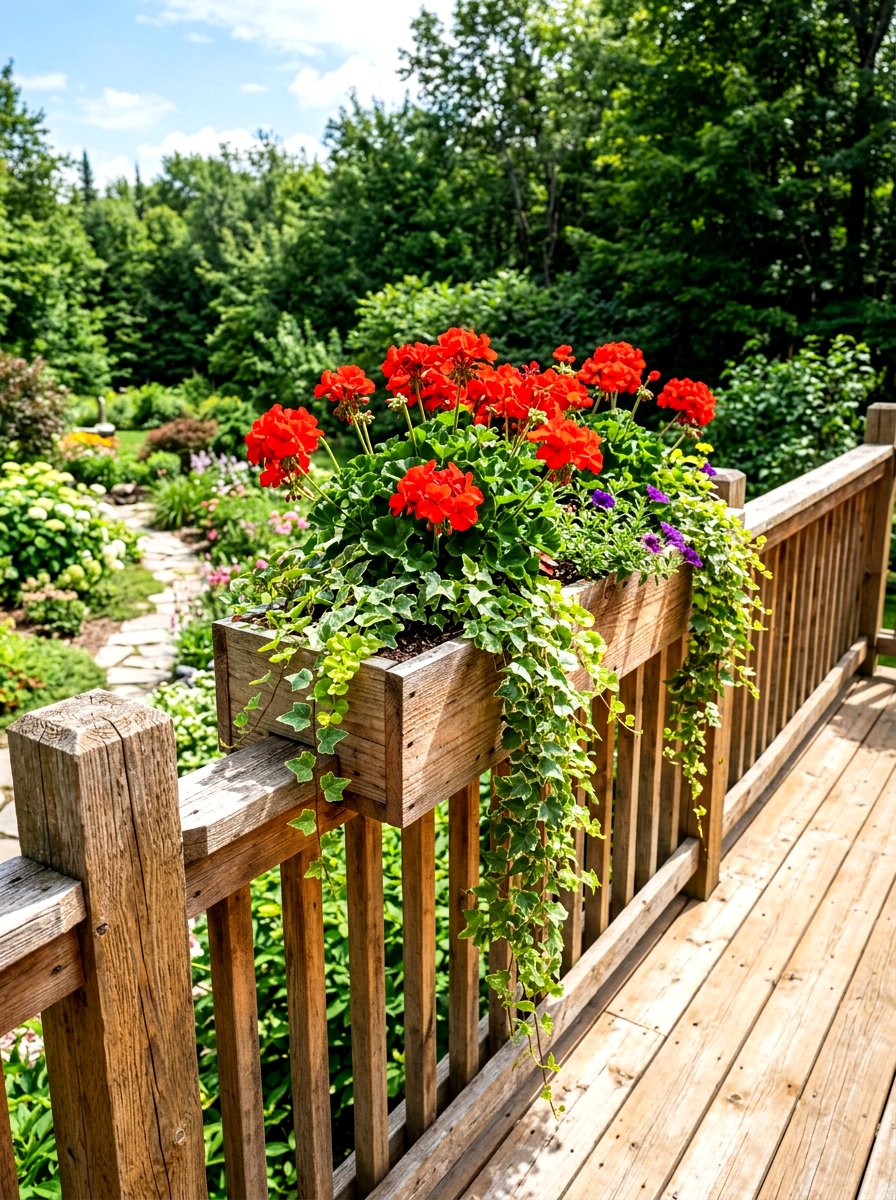 Wooden Deck Railing Planter - 30 railing planter box ideas