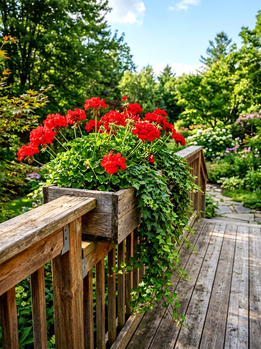 Wooden Deck Railing Planter - 30 flower box railing ideas