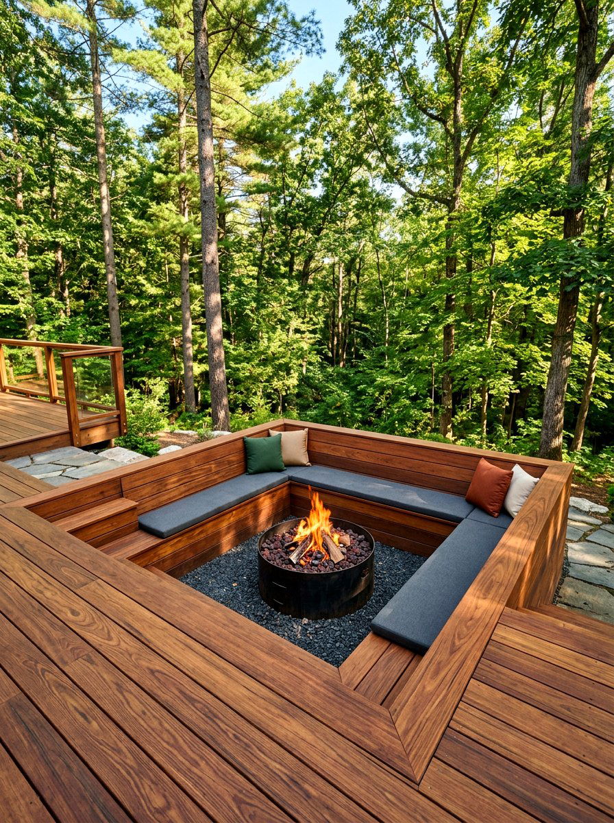 Wooden Deck Sunken Fire Pit - 30 sunken fire pit ideas