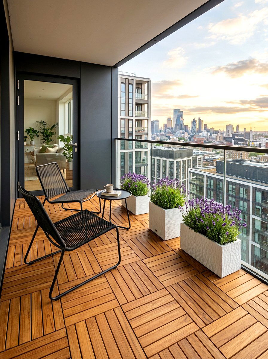 Wooden Decking Balcony Floor - 30 condo balcony lounge ideas