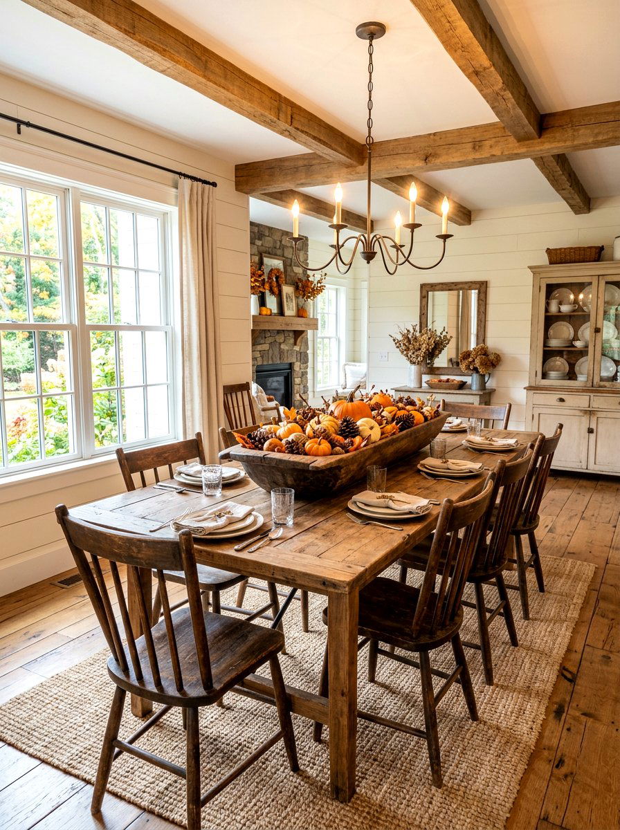 Wooden Dough Bowl - 30 fall harvest table ideas