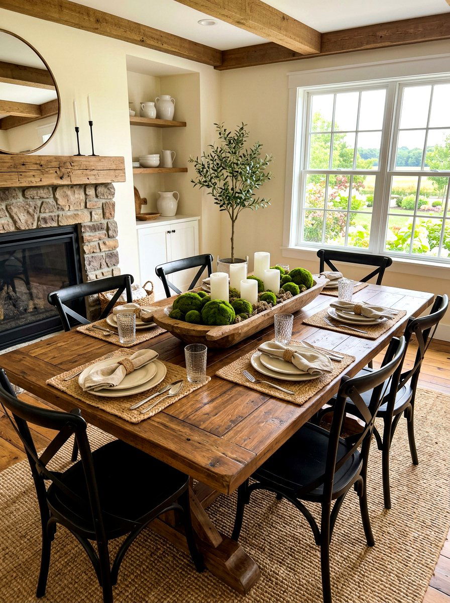 Wooden Dough Bowl Arrangement - 30 farmhouse table decor ideas