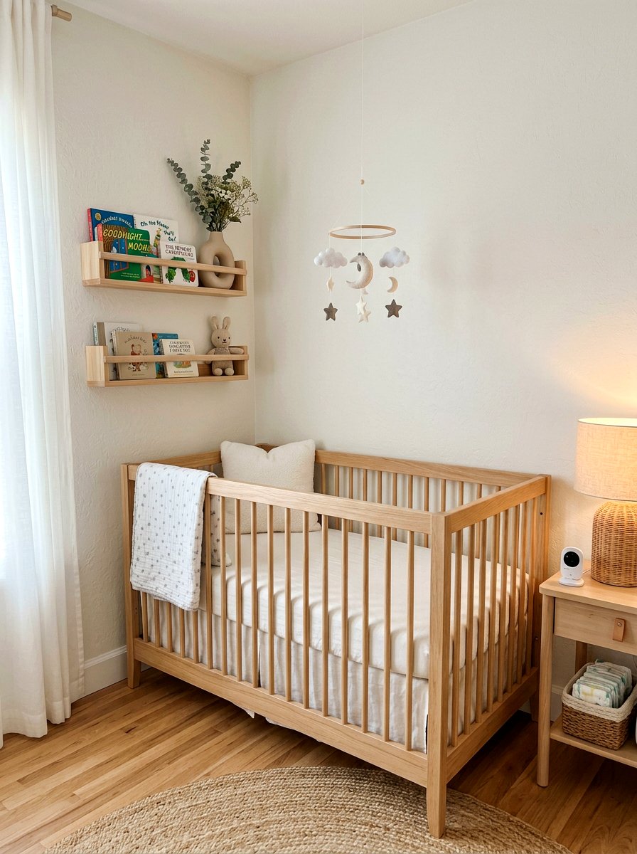 Wooden Floating Shelves - 30 crib corner styling ideas
